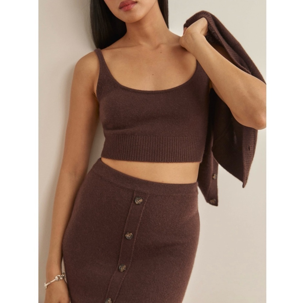 REFORMATION Recycled‎ Cashmere Knit Sleeveless Cropped Camisole Sweater Tank M